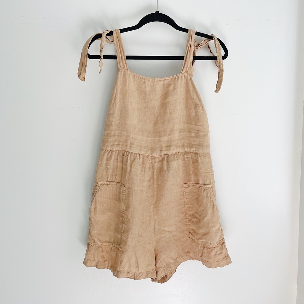 Zara Tan Jumpsuit with Tie Straps